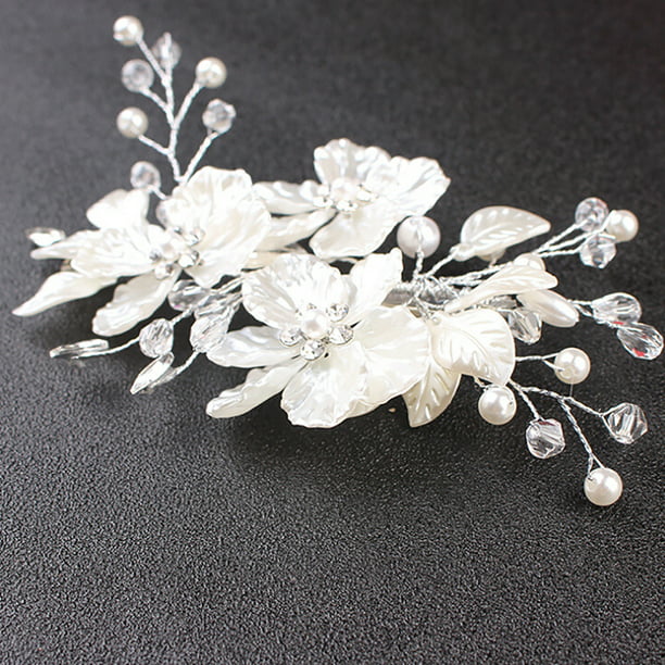 Luxury Crystal Pearl Hair Bands Hair Jewelry For Wedding Bride Rhinestone Flower